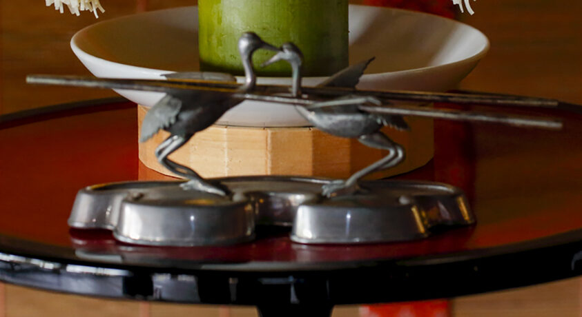 洲濱鶴意匠御箸台・御箸再使用